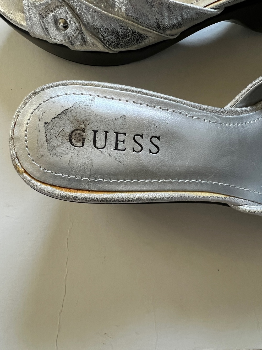 Guess Silver Metallic Bling Wedge Sandals - Picture 9 of 11